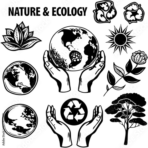 ecology icons set