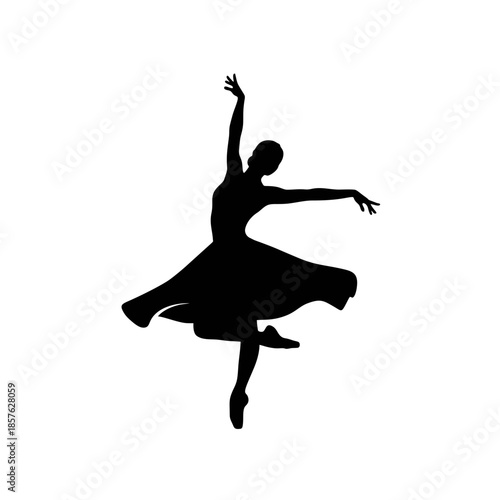 silhouette mono color vector of a dancer spinning