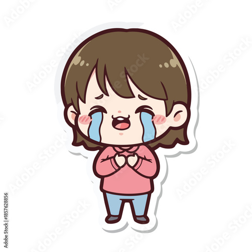 Emotional Cartoon Girl Crying Out Loud