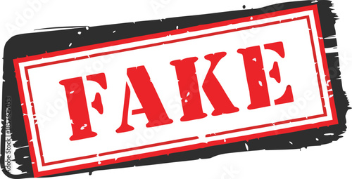 A stamp labeled Fake to mark false information. The concept of combating fake news, disinformation, deepfakes and fact checking in the media and social networks.