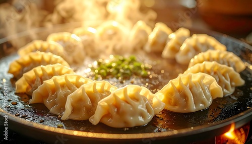 Wallpaper Mural 円形に並べられた焼き餃子が温かみを感じさせる食卓の一皿 Torontodigital.ca