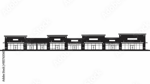 Commercial Building Facade - A Row of Retail Spaces.