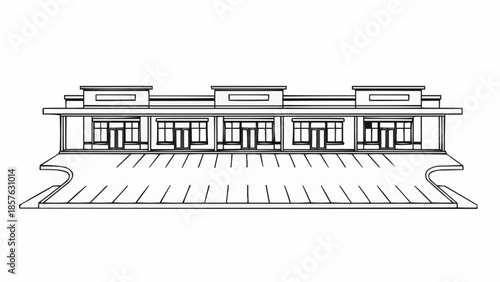 Commercial Building with Parking Lot Illustration.