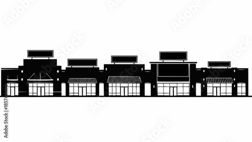 Architectural Silhouette - A Row of Commercial Buildings.