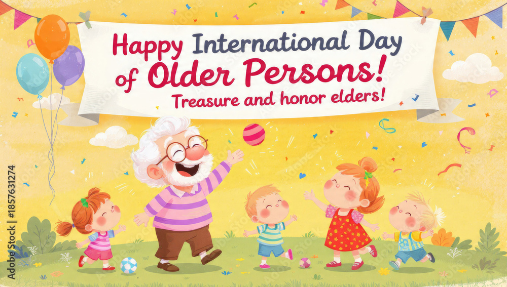 Fototapeta premium Happy International Day of Older Persons!