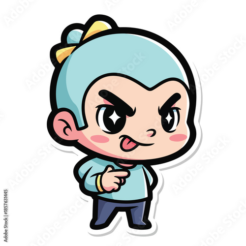 Spunky Teal-Haired Chibi Rebel
