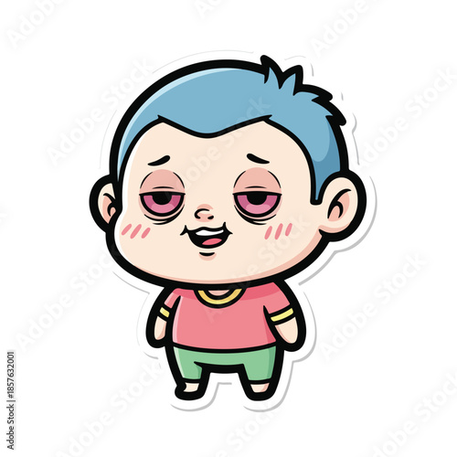 Wallpaper Mural Sleepy Chibi Boy with Blue Hair Sticker Torontodigital.ca