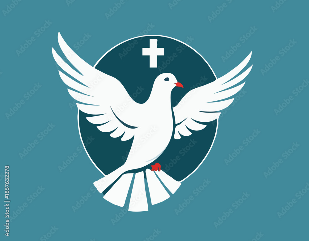 Fototapeta premium Dove and Cross, Combine the cross with a dove symbolizing the Holy Spirit 