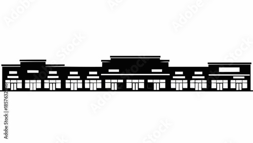 Silhouette of a Commercial Building with Multiple Storefronts.