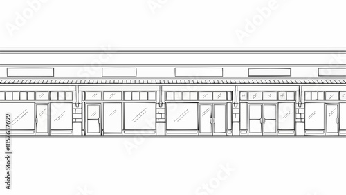 Detailed Architectural Drawing of a Commercial Building Facade.