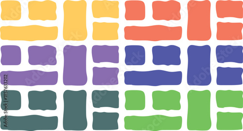 Whimsical Deformed Frame Design Featuring Irregular Square and Rectangle Shapes with Cute Organic Hand-Drawn Borders