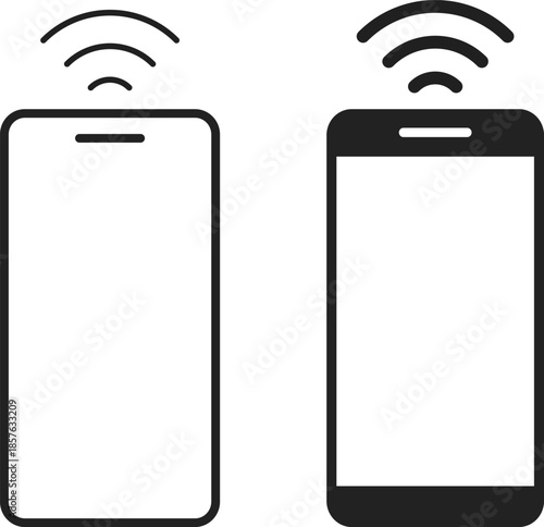 NFC Mobile Icon Set. Contactless Payment and Smartphone Symbols. Tap to Pay Interface and Digital Wallet Mobile sign. Smartphone Proximity Scanning and Smart Tag Connectivity icons