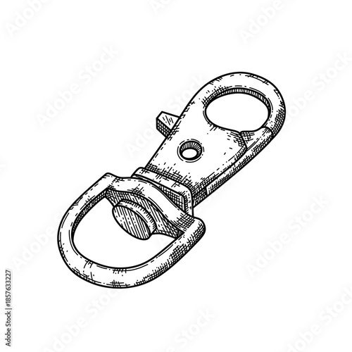 hand drawn snap hook line art vector illustration