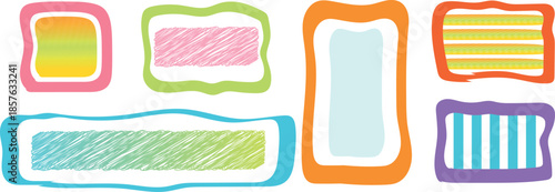 Playful Hand-Drawn Blob Frames with Irregular Square and Rectangle Shapes with Scribed – Organic Border Child Geometry Vector Set