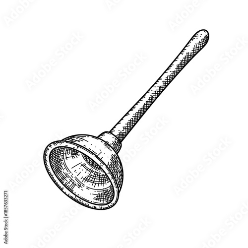 hand drawn plunger line art vector illustration