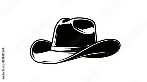 Traditional Cowboy Hat Front View on Isolated White Background