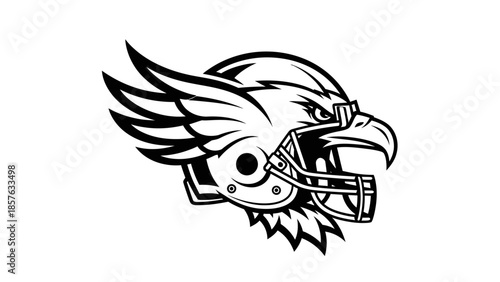 Fierce Eagle Head Wearing American Football Helmet Isolated White Background