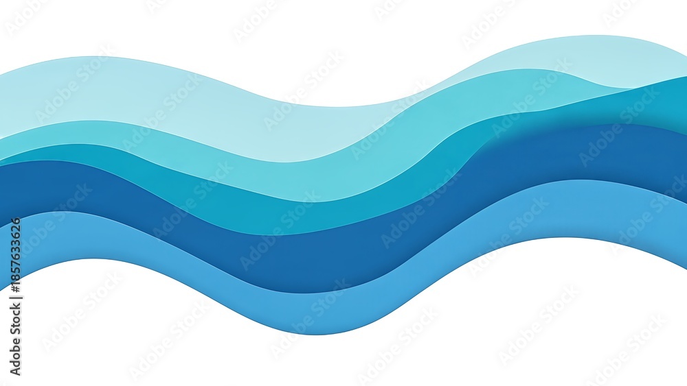 Fototapeta premium Blue Wavy Layers on White Background.