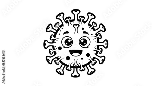 Cute Cartoon Coronavirus Smiling, COVID-19 Virus Character, isolated white background