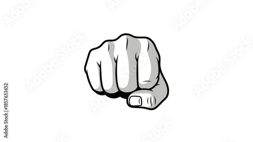 Human Fist Punching Forward, Symbol of Strength and Power, isolated white background