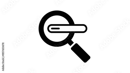 Magnifying Glass with Search Bar Icon Isolated White Background, Online Information Discovery Tool