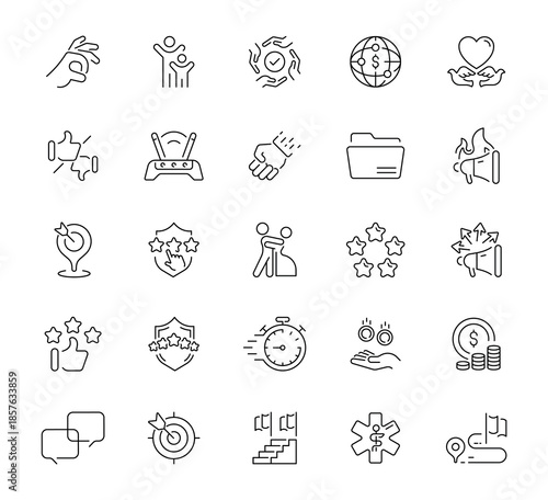Web development icons set. editable line icons, linear, design and programming symbols