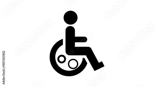 Disabled Person Wheelchair Accessibility Symbol Icon on Isolated White Background
