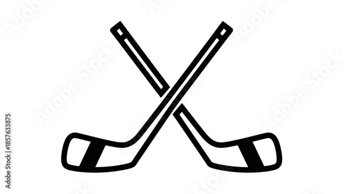 Crossed Ice Hockey Sticks Equipment in Simple Monochromatic Vector Illustration