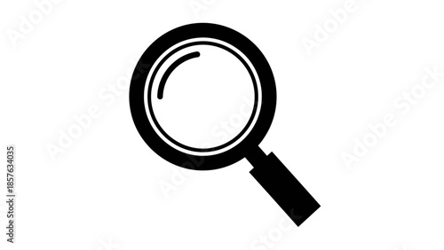Classic Magnifying Glass Silhouette for Search and Zoom, Isolated White Background