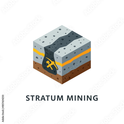 Stratum Mining Diagram 3D Illustration.
