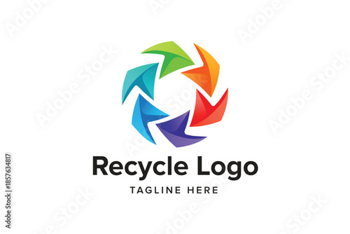Recycle Circular Arrows Colorful Ecology Vector logo template