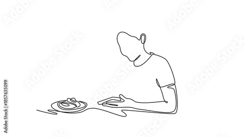 young woman write meal plan. Family Meal Planning. Growing family life stage concept. Single line draw design. Full length animation illustration. High quality 4k footage