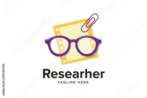 Eyeglasses with Film Strip Researcher Concept Vector logo template