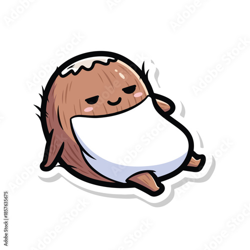 The Chilling Coconut: Tropical Beach Vibe Sticker