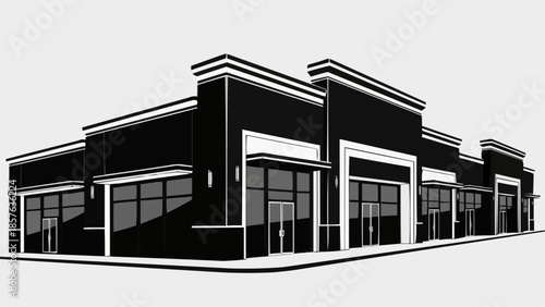 Commercial Building Facade Illustration with Modern Architectural Design.