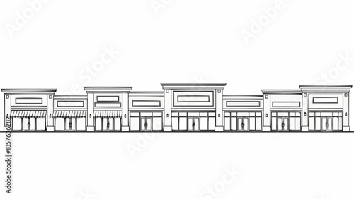 Detailed architectural drawing of a commercial building facade.