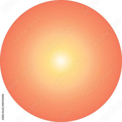 Vector illustration of a soft sunrise sun with warm pastel yellow, peach and orange radial gradient, isolated on transparent background. Ideal for morning, nature, weather and calm design concepts.