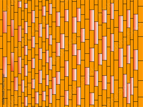 A stacked rectangular floor motif orange. A repeating vector design for flooring and wallpaper.
