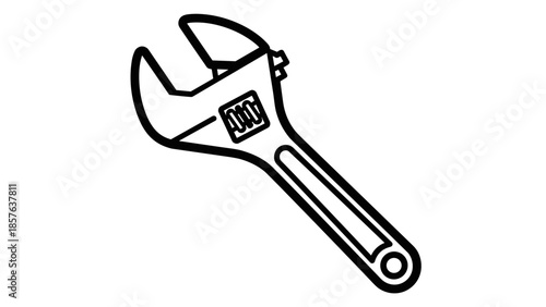 Adjustable Wrench Tool Illustration.