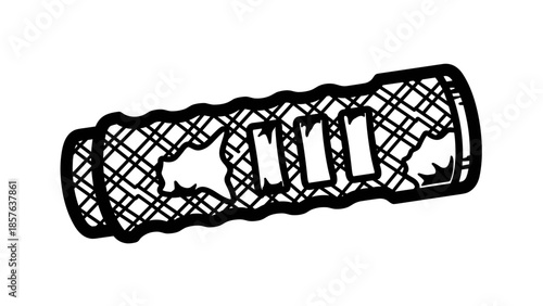 Black and White Crushed Can Illustration.