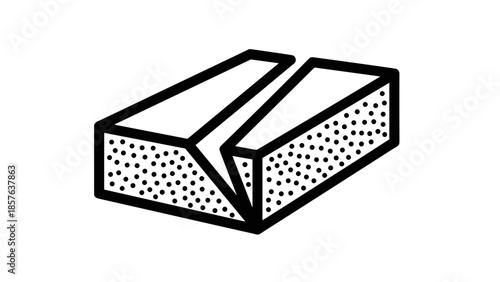 Black and White Illustration of a Broken Object.