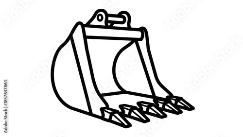 Black and White Excavator Bucket Illustration.