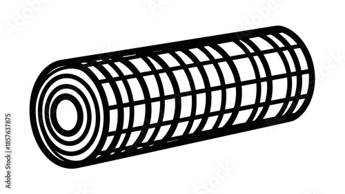 Black and white illustration of a roll of toilet paper.
