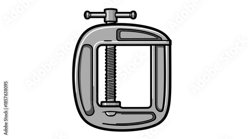 Metal C clamp tool isolated on white.