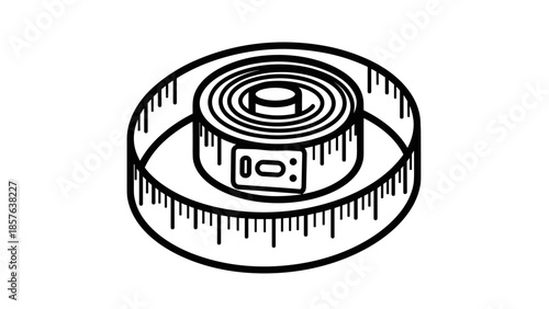 Simple Black and White Micrometer Illustration.