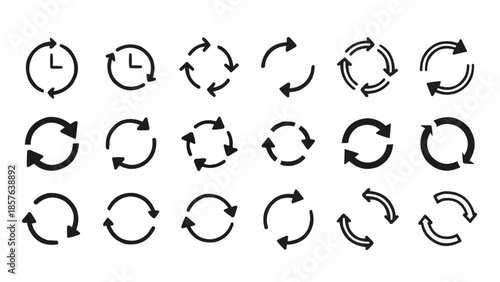 Collection of Circular Arrow Icons for Refresh and Rotation.