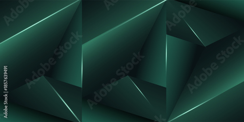 Modern Abstract Green Geometric Background with Light Rays