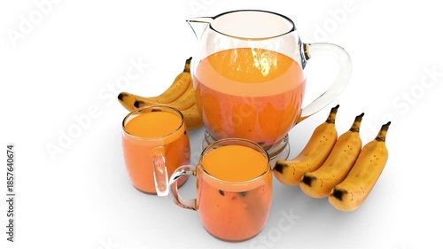 banana thick juice on white background