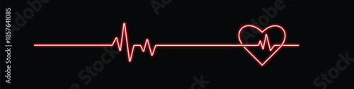 Red heartbeat lines forming a heart on an abstract medical background