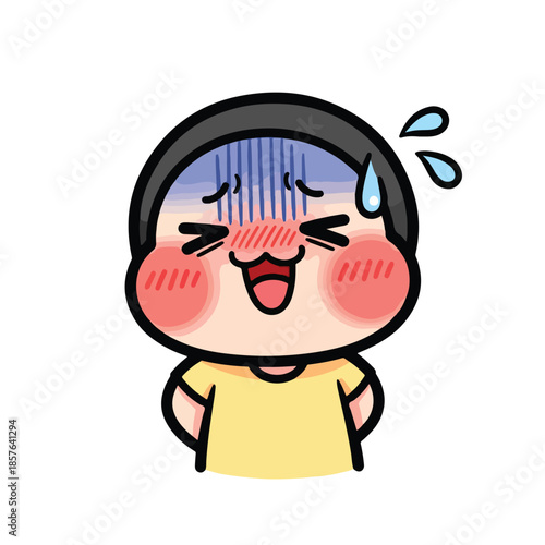 Embarrassed and Nervous Chibi Boy Illustration